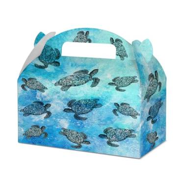 Imagem de WIRESTER Conjunto de 12 caixas de presente de festa de papel, sacos de guloseimas de biscoitos, linda caixa de presente de papelão com alças para decoração de lembrancinhas de festa de aniversário