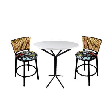 Imagem de Conjunto Mesa 2 Banquetas Junco Baixa - Jaddi Móveis