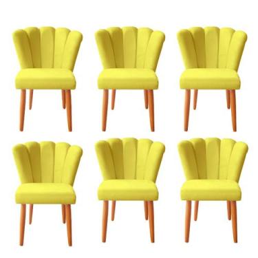 Imagem de Kit 6 Cadeiras De Jantar Estofadas Reforçada Decorativa Pétala Suede -