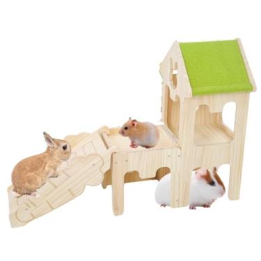 Imagem de Esconderijo de porquinho-da-índia de madeira, brinquedos de escalada, labirinto de hamster, acessórios de animais pequenos para coelho, chinchila, rato, camundongo, gerbil (combinações 9)