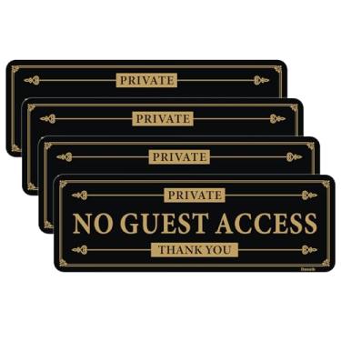 Imagem de Danoib Pacote com 4 placas de acesso sem convidados, placa autoadesiva acrílica de 23 cm x 7,8 cm de espessura, placas privadas para Airbnb, escritório, hotel, bares, restaurantes, fácil de instalar