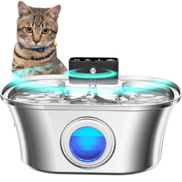 Imagem de PIPARTIE Fonte De Água Sem Fio Para Gatos, Aço Inoxidável, 3,2 L, Animais Estimação, Operada Por Bateria, Gatos E Cães Com Sensor Movimento, Silenciosa Em Ambientes Internos, Multifiltragem