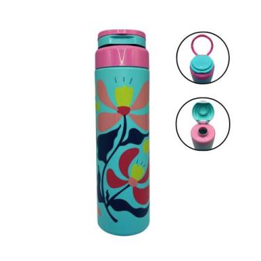 Imagem de Garrafa Squeeze Roma Estampada Alça Plástico 750ml Verde - Tiba