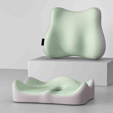 Imagem de Almofada Ergonômica Para Cadeira De Escritório, Almofada De Assento De Carro De Espuma De Memória, Alivia As Costas, Nádegas, Quadril, Cóccix, Dor Ciátic, Gray 1-2, 2pcs 13 * 16 * 3inch