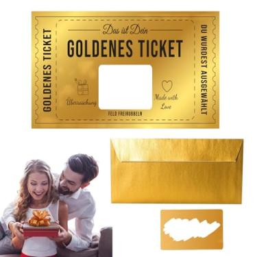 Imagem de Cartões de arranhões, bilhete de ouro | Scratch Revele Bilhete surpresa - Cupons de sorteio, suprimento de festas, atividade de chuveiro de noiva com envelope e adesivos para casamento