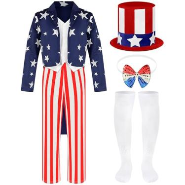 Imagem de Shihanee 5 peças de fantasia de duende verde para adultos, fantasia de Dia de São Patrício, verde irlandês, para homens e adultos, Estilo patriótico, G