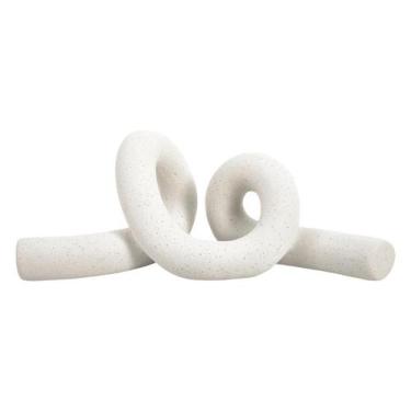 Imagem de Escultura Decorativa Enfeite Abstrato Em Cerâmica Onda Orgânico Off Wh