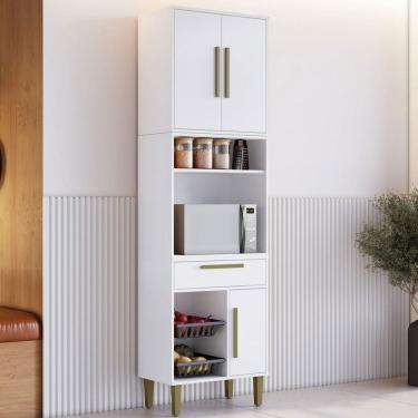 Imagem de Paneleiro Lorena 3 Portas 1 Gaveta com Fruteira Branco - Kaiki Móveis