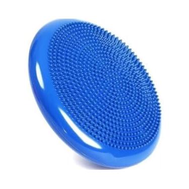 Imagem de Disco de Equilíbrio Inflável para Yoga e Pilates, 33 cm, Capacidade 150 kg, com Bomba Manual, Azul/Vermelho