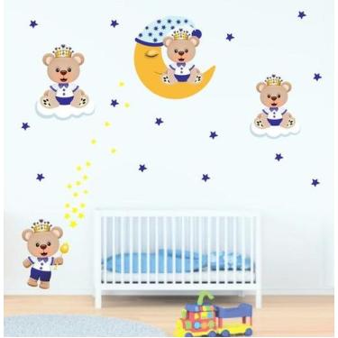 Imagem de Adesivo De Parede Ursinhos Lua E Nuvem - RA PERSONALIZE