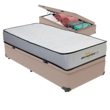 Imagem de Cama Box Baú Solteirão e Colchão Orthopedic D33 V-tech, Bege