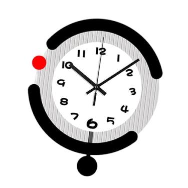 Imagem de Bothyi Relógio de parede decoração sala de estar ornamento arte moderna exibição com relógio de pêndulo para quarto interior fazenda presente