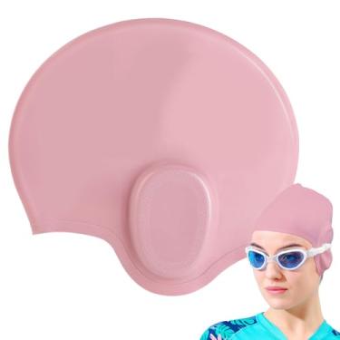 Imagem de Touca De Natação Em Silicone Para Mulheres, Touca De Banho Amigável à Pele Leve, Ergonómica Reutilizável Silicone Para Crianças Jovens Adultos Iniciantes
