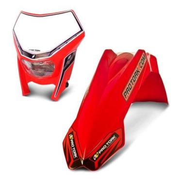 Imagem de Farol moto universal + paralama universal mx2 - PRO TORK, VERMELHO, Ún