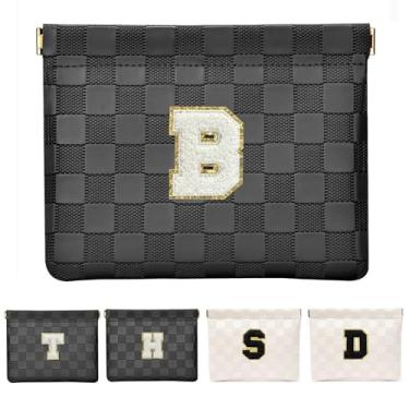 Imagem de HIGH FIT Bolsa de cosméticos de couro para bolsa, bolsa de maquiagem inicial organizador de acessórios cosméticos para batom, Preto, B