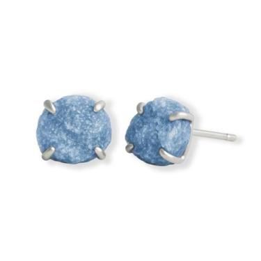 Imagem de Brinco Tarraxa Quartzo Azul - Cristal Natural, Prata 925