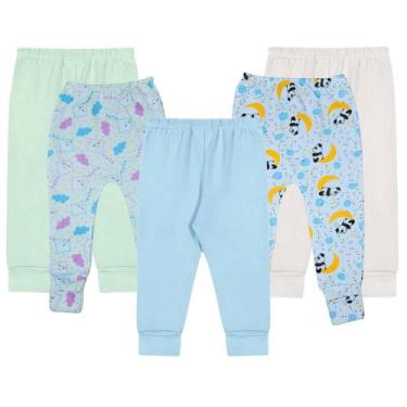 Imagem de Kit 5 Pçs Calça Mijão Liso Estampado Vira Pé Enxoval Bebê - Koala Baby