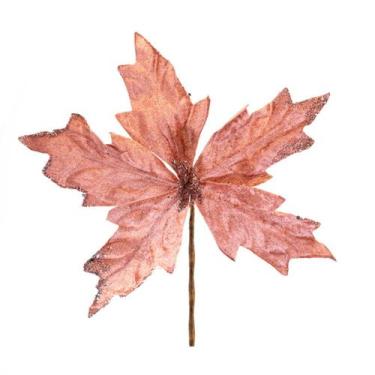 Imagem de Flor Rosa Decoração De Natal Artificial Glitter 19cm - Gici Christmas