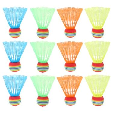 Imagem de BIUDECO 12 bolas de badminton petecas de plástico coloridas bolas de badminton arco-íris birdie leves para idades use cores aleatórias