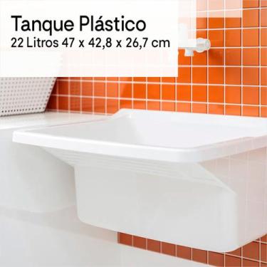 Imagem de Tanque De Lavar Roupas Plástico 47 X 43cm Astra + Sifão - Cores Kit C/