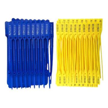 Imagem de Lacres Com Numeração Malote Azul 23cm Pacote C/500 Unidades - lacre nu