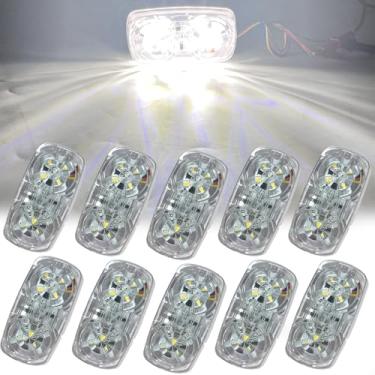 Imagem de NBWDY 10 peças de luzes brancas de reboque de 10 cm com estroboscópio bulseye duplo + iluminação alta/baixa, luz traseira traseira para corrida, trailer, luz traseira 4 x 2, olho de tigre, 12 V, folga