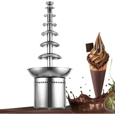 Imagem de Máquina De Fonte De Chocolate, Caldeirão De Molho De Aço Inoxidável Comercial De 4/5/6/7 Andares, Cascata De Fondue De Chocolate De Grande Capacidade, Para Molho De Churrasco, 7 Tier