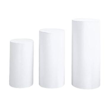 Imagem de Sclmgo 3 Peças de Capas de Pedestal de Cilindro, Capas de Pedestal de Suporte de Cilindro, Sobremesa Decorativa, Capas de Pedestal para O Dia de ação de Graç, branco, Tamanho real