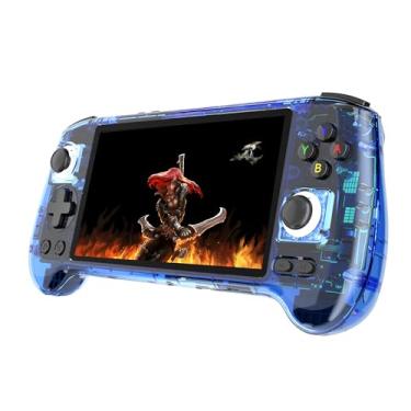 Imagem de MOUJI RG556 Console de jogos portátil retrô com tela AMOLED sensível ao toque de 5,5 polegadas Unisoc T820 Android 13 OS 8GB LPDDR4X integrado 128G + 256G cartão SD WiFi reprodutor de videogames (azul