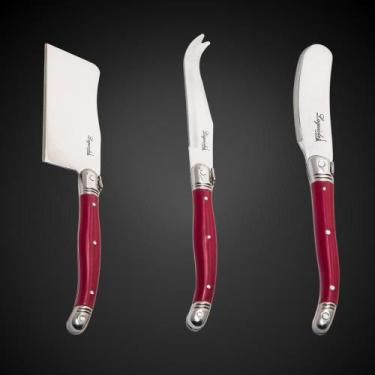 Imagem de Jogo De Facas Laguiole Para Corta Queijo 3 Artigos Com Bandeja De Made