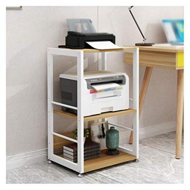 Imagem de Suporte de impressora para mesa de 3 camadas suporte de impressora móvel ajustável prateleira de máquina de fax scanner de escritório suporte de copiadora rack de armazenamento de utensílios de mesa