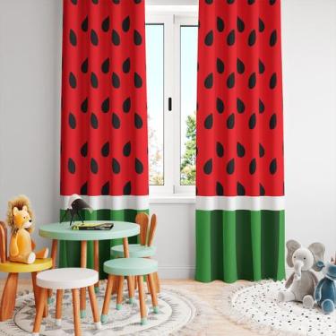 Imagem de Cortina Tecido Oxford Quarto Infantil Melancia Sementinha - 280x220cm 