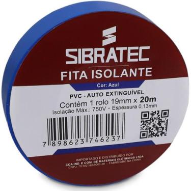 Imagem de Fita isolante Azul 19mm x 20 metros Sibratec