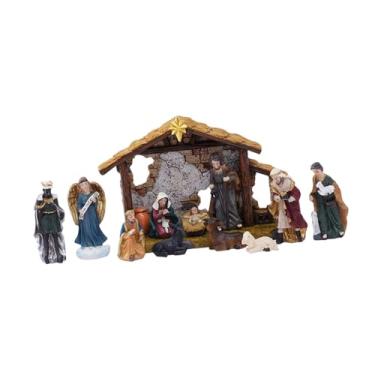 Imagem de oshhni 12 peças de presépios de Natal, bonecos de menino Jesus, presépios, autênticos, rústicos, pintados à mão, estátuas da Sagrada Família para mesa e