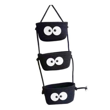 Imagem de IEUDNS Cesta suspensa de parede de 3 camadas sobre a porta, cesta suspensa para chapéus, frutas, vegetais, grampos de cabelo, suporte para quarto de, Preto