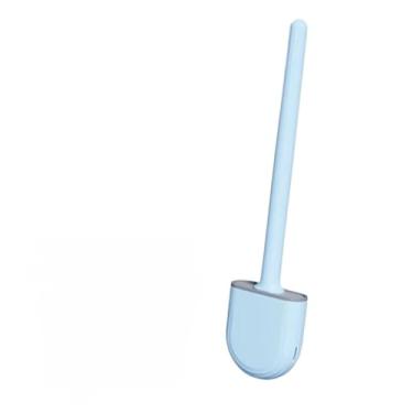 Imagem de Escova Sanitária de Silicone para Vaso Sanitário do Banheiro com Suporte e Adesivo para Parede, Escova de Limpeza para Privada(Azul,Kit 3)