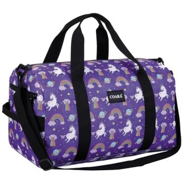 Imagem de Bolsa esportiva infantil para meninos e meninas, bolsa de mão personalizada para viagem, academia, esporte e dança, Multicor, Unicórnio