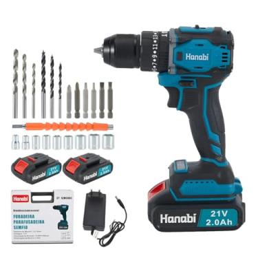 Imagem de Hanabi Furadeira Parafusadeira de Impacto 21V Sem Fio Motor Brushless com LED Maleta,1450 RPM 44N.m 2 Baterias 2.0Ah Kit Parafusadeira Eletrica Com 2 Baterias de 2,0Ah 10mm