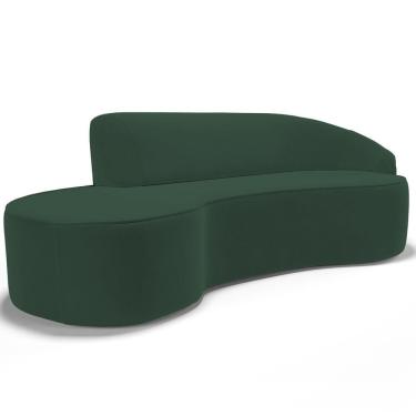 Imagem de Sofá 3 Lugares Curvo Sala de Estar Living Firenze Direito D02 Veludo Verde Musgo 230 cm C-303 - Lyam