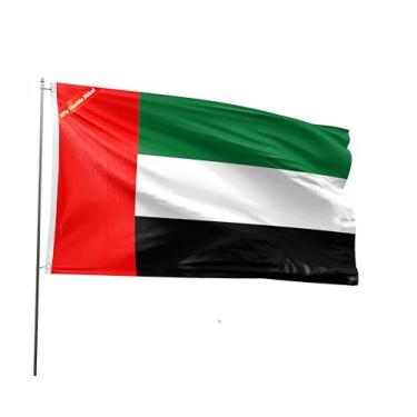 Imagem de Bandeira dupla face dos Emirados Árabes Unidos, 1,2 x 1,8 m, poliéster nacional dos Emirados Árabes Unidos impressa com 2 ilhós para festivais temáticos patrióticos dos Emirados Árabes Unidos e