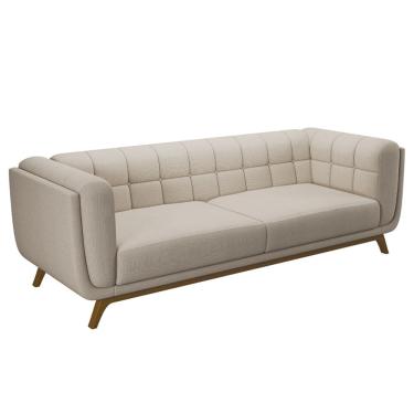 Imagem de Sofá 02 Lugares Para Sala De Estar Pés Em Madeira 180cm Florian M03 Linho Cru- Lyam Decor