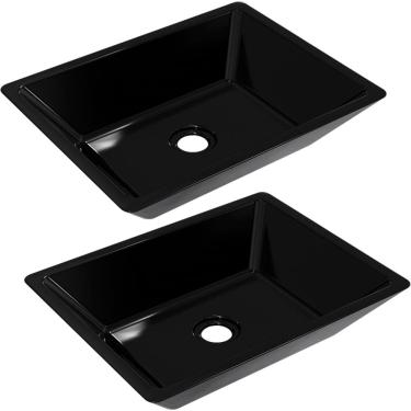 Imagem de Kit 02 Cubas de Apoio Retangular Para Banheiro Lavabo C01 RT45 Preto - Lyam Decor