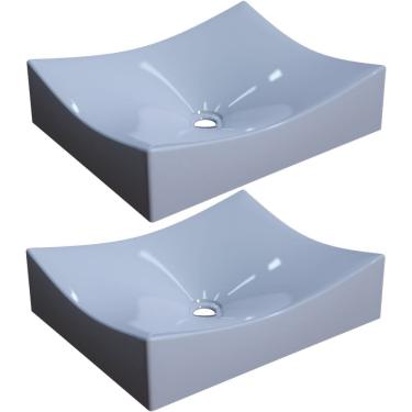 Imagem de Kit 02 Cubas de Apoio Retangular Para Banheiro Lavabo C01 ML44W Branco - Lyam Decor