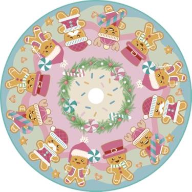 Imagem de Saia de árvore de Natal de gengibre, saia de árvore de gengibre rosa, decorações de Natal da Candyland para festas de fim de ano engraçadas, decoração de interiores, decoração de casa