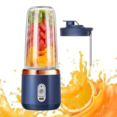 Imagem de Mini Liquidificador Portátil, 350ml, Copo Mixer Elétrico para Shake e Frutas, Azul Marinho e Cobre