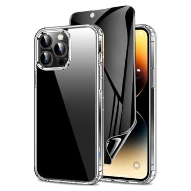 Imagem de Capa Capinha Clear Case Transparente Resistente a Risco e Anti Impacto + Película Protetor Tela Cerâmica Fosca Privacidade Para iPhone (iPhone 14 Pro Max)