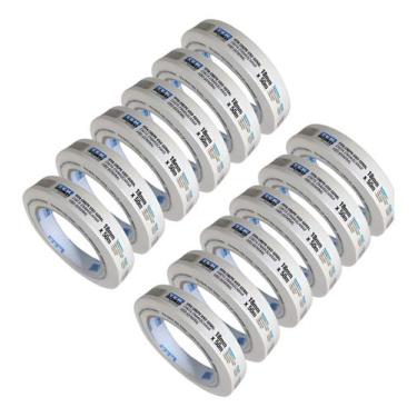 Imagem de Kit 12 Fita Crepe Uso Geral Resistente 18mm X 50m Tek Bond Branco Lisa