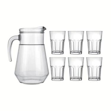 Imagem de Kit Jarra Bar 1,5L Com 6 Copos Isis Vitamina Vidro Temperado - Nadir F
