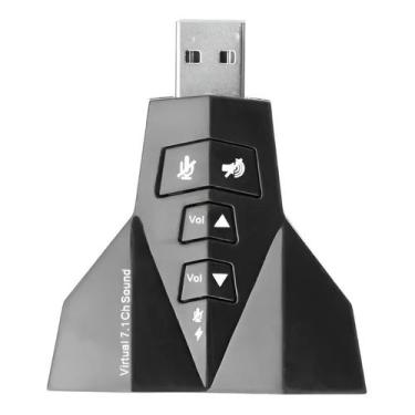 Imagem de Adaptador Usb Áudio 7.1 Microfone Fone Pc Notebook Plug&Play - Shopmix