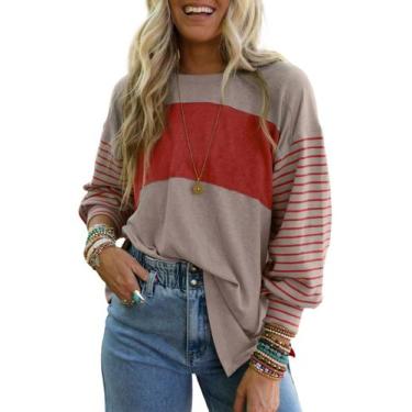 Imagem de Tops de manga comprida Dokotoo para mulheres, camiseta moderna de 2024